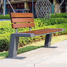 Parking Patio Seat, Outdoor Bench with Backrest, Park Bench with Steel Construction and Thickened Slat Seats, Modern, Durable Leisure Seats for Patio, Garden, Path, Yard, Deck Seating for the A