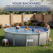 Blue Wave Martinique 18-ft Round 52-in Deep Hard Sided Steel Wall Above Ground Pool with 7-in Top Seats, 6-in Verticals, Skimmer & Vinyl Liner - 7,200 Gallon Capacity for Family Swimming & Recreation