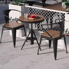JOSOGO Outdoor Dining Set Plastic Wood Seating All-Weather Garden Balcony Waterproof Sun-Proof Open-air Terrace Courtyard Anti-Corrosion Wooden Black Table with 4 Chairs(L)