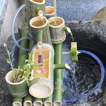 GenSDH Natural Bamboo Fountain Kit, Solar Powered Feng Shui Zen Water Feature with Rotating Wheel, Circulating Water Ornament, for Patio Pond Bird Bath Garden Balcony, 27.6In,21.7in(55cm)