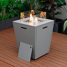 LeisureMod Marlin Grey Aluminum Outdoor Chaise Lounge Set with Fire Pit Table Navy Blue