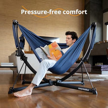 anymaka Set Up in 3 Seconds Swing Chair with Stand，Outdoor Indoor Adjustable Portable Aluminum Alloy Hammock Chair (Swing Chair Set Forest Green)