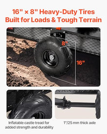 VEVOR 22 Cu.Ft 1600Lbs Steel ATV UTV Trailer Tow Behind Dump Cart, Heavy Duty Pull Behind Utility Dump Trailer for Lawn Mower Trailer Tractor Garden Yard with Removable Rear Panel