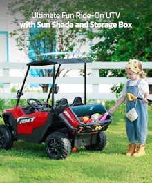ELEMARA 24V Electric Off-Road UTV 2-Seater Kids Ride-On Truck Dark Red