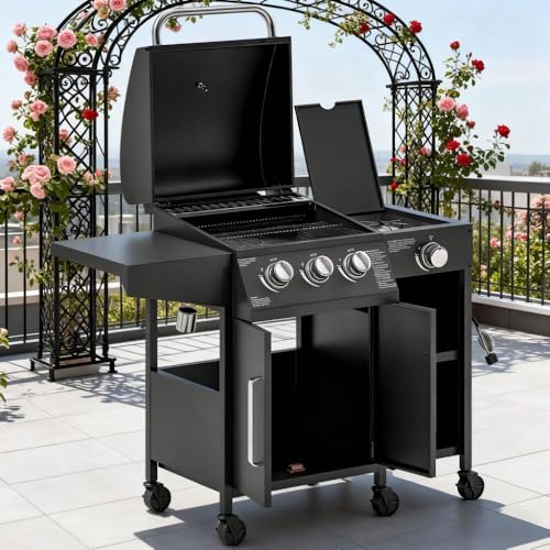 Gas Grill with Side Burner for Outdoor Cooking and Entertaining