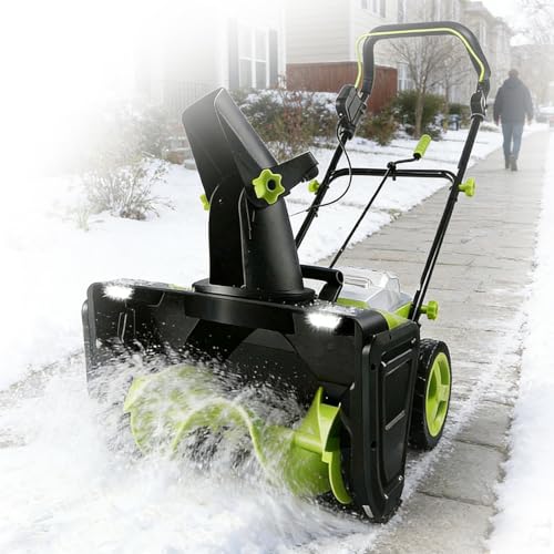 Professional 40V Cordless Snow Blower, 3500W Brushless Motor Snow Blower, 20-Inch Clearing Width, Includes 2 X 4.0Ah Batteries Quiet Operation for Snow Removal On Residential Properties