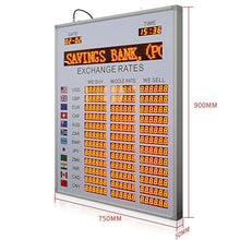 World exchange rate clock, LED electronic country time zone exchange rate display, with buy/mid-price/sell, USB transfer content, automatic time update, power failure memory, suitable for banks