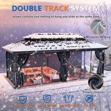 HOTEEL 12x20 Hardtop Gazebo on clearance with Metal Roof & Drainage System, Heavy Duty Galvanized Steel Gazebo with Aluminum Frame, Privacy Curtains and Netting, for All-Weather, Black (2026 Upgraded)