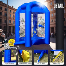 Sewinfla Inflatable Cash Cube Booth with Blower 8.2x5.2 x 5.2 ft Inflatable Money Grab Machine for Business Advertising Event Promotion(Bule)