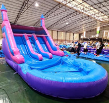 Inflatable Commercial Water Slide for Adults (Double Water Slides) (600lbs Capacity) 100% PVC Waterslide Without Blower, Big Water Pool, Fast Drainage, Backyard Outdoor Wet/Dry Fun, 21x11x13FT