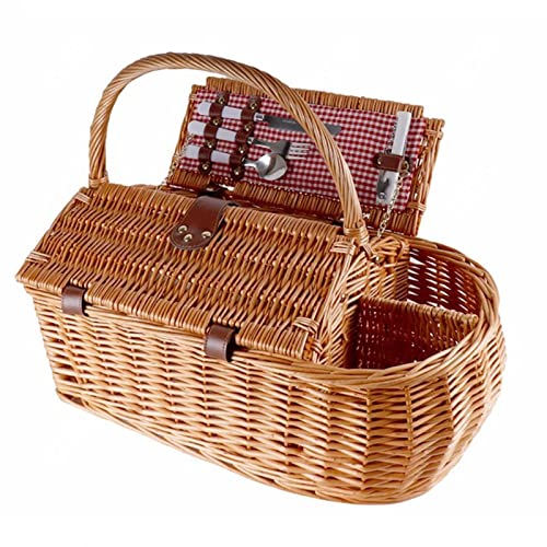 YEDECOR Willow Picnic Basket Set for 2 Persons, Camping Essentials Outdoor for Family Gatherings Large Wicker Picnic Basket Gift for Valentine's Day, Christmas, Thanksgiving, Birthday