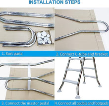 4 Step Pool Ladder for Above Ground Pool, Above Ground Safety Pool Stairs with Large Steps, Removable Stainless Steel Non-Slip Swimming Pool Steps for Open-Air Bath