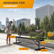 OUTTANS Heavy-Duty Outdoor Metal Bench (8 Ft - Portable with Back, Black)