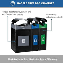 Commercial Zone Products Avante™ Series Black Triple-Stream Trash Recycling Compost Center 55-Gallon Square 30-Gallon Narrow
