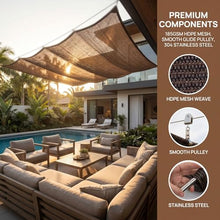 Wave Shade Cloth Sails,Wave Sun Shade Sail,Outdoor Retractable Pergola with Sun Shade Canopy,Replacement Shade Cover,Outdoor Slide Wire Wave Shade Sail,with Mounting Kit(W1.7*L13m/W5.57*L42.65ft)