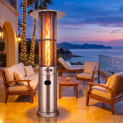 Tangkula Propane Patio Heater with Wheels, Easy Ignition, 34,000 BTU