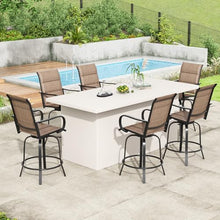 Soohow Patio Bar Stools Set of 4, Outdoor Swivel Barstools with Paded Textilene Fabric, All Weather Outdoor Bar Height Chairs, Ergonomic Comfort Tall Swivel Patio Chair for Balcony, Poolside, Lawn
