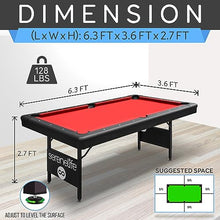 SereneLife 6-Ft Folding Pool Table - Portable Billiard Table - Includes 2X Cue Sticks, Full Set of Balls, Chalk, Brush - Foldable Pool Table for Kids and Adults (Red)