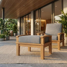 Outdoor Escape Gray Outdoor Patio Teak Ottoman, Durable Wooden Construction, Stylish Seating, Perfect for Outdoors, Modern Design, Easy to Maintain