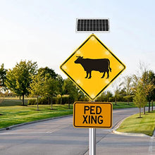 Generic 24" Solar Cow Crossing Sign LED Blinking Black on Yellow