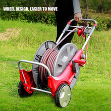 Rolling Garden Hose Reel Cart With Hose, Heavy Duty Wheeled Water Hose Reel Trolley With Hose Nozzle And Accessories, 160-Feet 1/2 Inch Hose Capacity For Outside(Size:30M,Color:A)