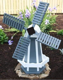 Backyard Crafts Amish-Made Working Dutch Windmill Yard Decoration 60" Tall Blue/White