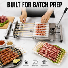 8/12 Hole Stainless Steel Bbq Skewer Maker, Manual Bbq Bamboo Skewer Meat Making Machine With Adjustable Length, Fits Bamboo And Metal Skewers For Batch Meat Prep And Kabob 8 skewers