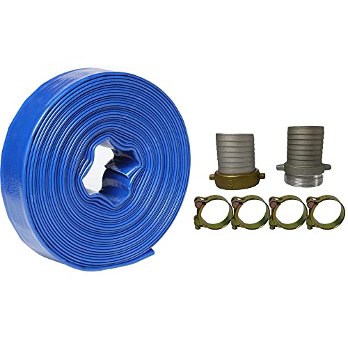 3" IN X 300' Feet Agricultural PVC Lay Flat Discharge Pump Hose Threaded Camlock