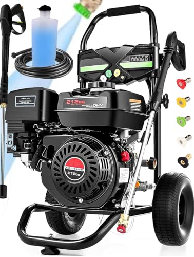 4200PSI Gas Pressure Washer 4.0GPM Gas Power Washer 212CC Gas Powered Washing Machine Commercial High Pressure Washer with 25ft Hose&5 Nozzles for Patio Garden Yard Vehicle,EPA/CARB/ETL