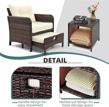 UOPYNE Patio PE Wicker Chaise Lounge, 5 Pieces Outdoor Patio Wicker Chairs Set with Ottoman, Outside Sunbathing Camping Pool Beach Patio Furniture Set, All Weather Backyard Conversation Seat
