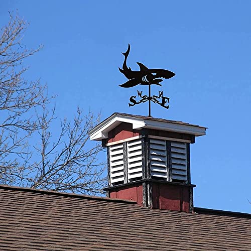 AMITVA House Decor Wind Vane Roof Weather Vane Garden Mount Yard Decoration Stainless Steel Weathervane Farm Retro Durable Outdoor Wind Direction Indicator Measuring Tool-Shark