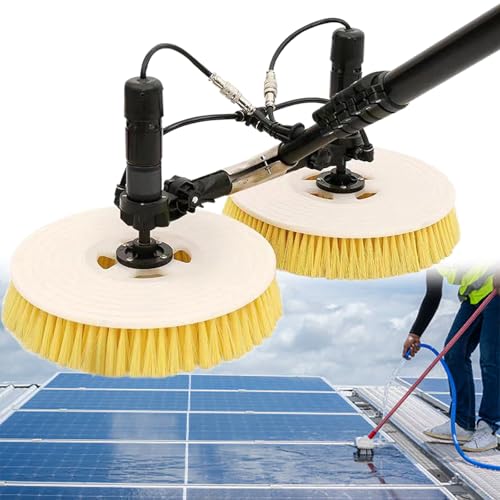 Solar Panel Cleaning Brush Extendable Rod Water Hose Fed Brush Tall Windows Cleaning Brush Telescoping Spray Brush for Cleaning Solar Panel, Roof, Pool, RV,3.5m(11.5ft)