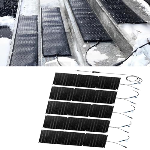 XYWGBMS Snow Melting mats, Heated mat for Snow, Winter Outdoor Stairs Heated Snow Removal Mat, 2 in/h Melting Speed with Power Cord and Connecting line,5 Pcs-40x160cm/15.7x63in