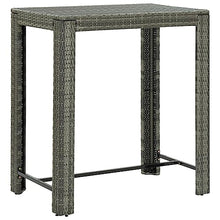 GPWERSDF 7 Piece Patio Bar Set with Cushions Poly Rattan Gray