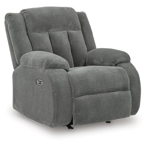 Duke Power Rocker Recliner Chair, Pillow Top Arms, USB Ports, Gray Velvet