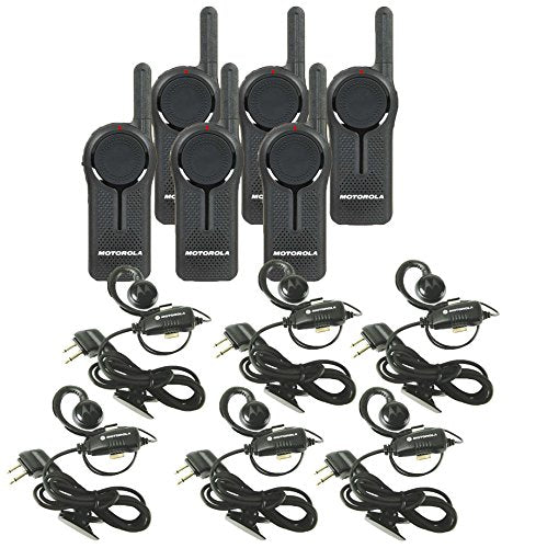 Motorola Solutions 6 DLR1020 1 Watt 2 Channel Digital Radios with 6 Headsets Black