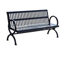 DorkTees Outdoor Patio Bench Wrought Iron Park Chair Double Black Metal Outdoor Long Backrest Community Square Welded Seat with(180 x 61 x 83 cm)