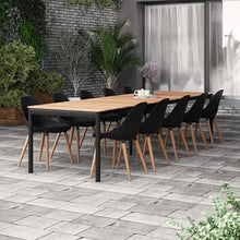 Brampton Kiribati Rectangular Outdoor Dining Set for 11, Teak & Aluminum, Black