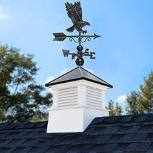 Good Directions 18" Square Manchester Vinyl Cupola with Black Aluminum Roof and Eagle Weathervane Vinyl/Black