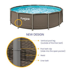 Funsicle Oasis Designer Above Ground Metal Frame Swimming Pool Set – with FB1800S AutoSkimmer Pump, Ladder, Cover, Cloth & Deluxe Maint. Kit, 18' x 48", Round, Double Rattan
