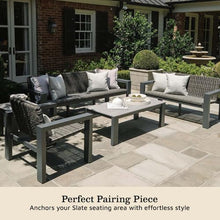Ash & Ember Slate Coffee Table, Powder-Coated Aluminum Frame, All-Weather Laminate Tabletop, Modern Bauhaus-Inspired Outdoor Wicker Patio Furniture