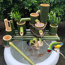 ERoomQ Bamboo Fountain Decor,Garden Water Feature Water Spout with Water Pump,Bamboo Spoon,Water Wheel,Small Bucket,Garden Decoration,Waterfall(35cm)