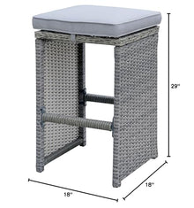 Furniture of America Nica Modern Aluminum Frame and Fabric Padded Patio Bar Stools with Footrest, UV, Water Resistant, Set of 6 for Garden, Backyard, Deck, Gray