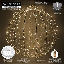 Wintergreen Lighting Commercial LED Large Light Ball Christmas Light LED Sphere Outdoor Christmas Light Decoration, Fold-Flat Metal Frame (37, White Frame/Warm White Lights)