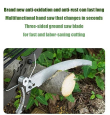 Etsuosy Pole Saw and Pruner, 5m Telescopic Tree Trimmer with 14-Inch SK5 Steel Blade, Extendable Long Handle, Dual Pulley System, Adjustable Cutting Head