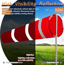 Airport Spinners Windsock Pole Kit, Wind Direction Measurement Sock Bag Outdoor, Reflective Winds Indicator Flags for Dock, Helipads, Farm(2.6 m pole)