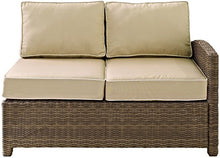Crosley Furniture Bradenton Outdoor Sectional Right Side Loveseat, 2-Person Wicker Patio Couch Brown with Sand Cushions