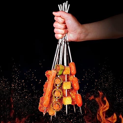 SPXTOM 30-1000 pcs Barbecue Skewer, Anti-Scald, Non-Slip, Flat Grilling Skewers, Reusable, Kitchen BBQ Pin, for Meat Shrimp Chicken Vegetable (Size : 1000)