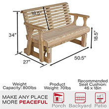 Amish Heavy Duty 800 Lb Roll Back Pressure Treated Porch Glider (4 Foot, Unfinished)