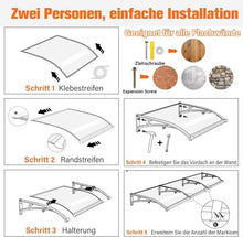Patio Awning 120x360cm Large Outdoor Canopy, Durable Polycarbonate & Aluminum Rain Shield Window Cover, Compact A4 Size Weather Resistant Protection for Patios & Decks